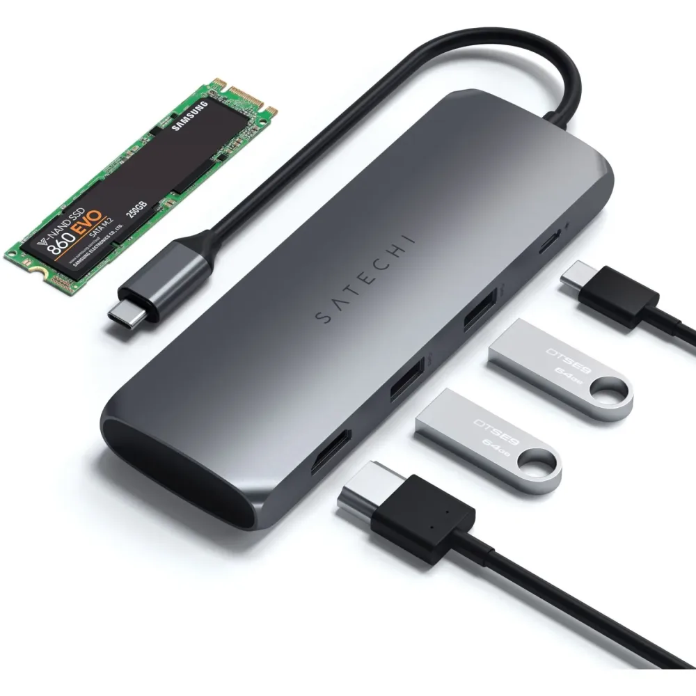 Multiport Satechi Grau Aluminium - Farbe: graphit - Multiport