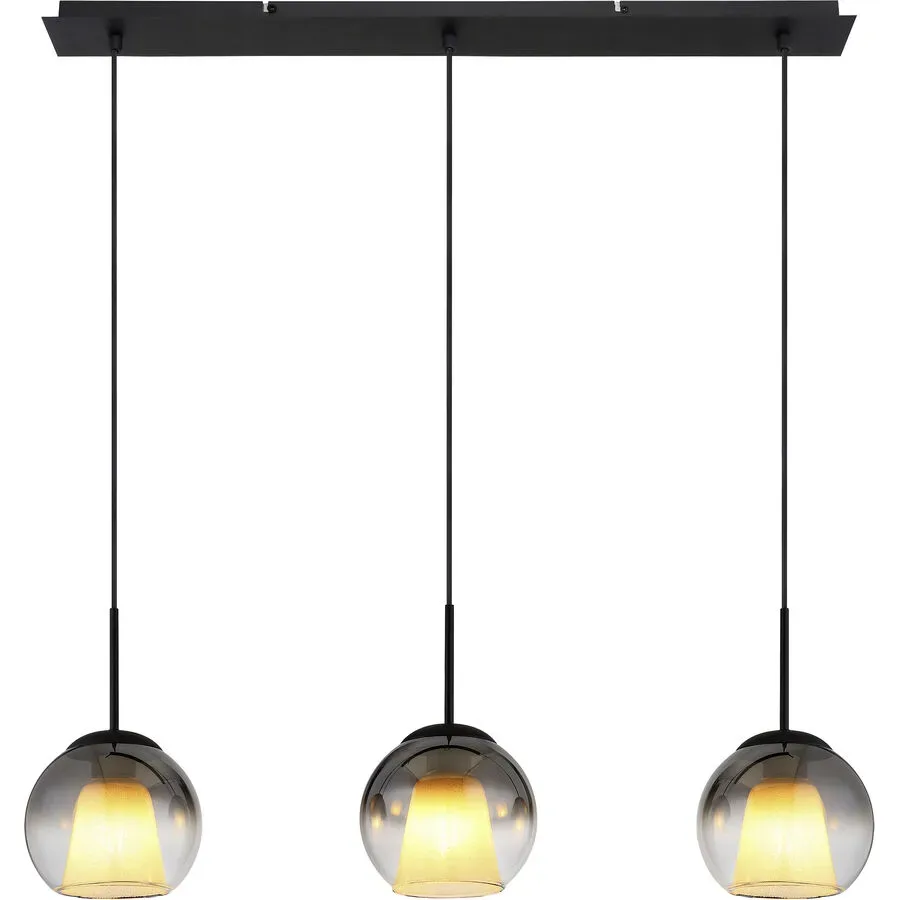 Pendellampe Bryon Schwarz Glas/Metall 18 cm 120 cm - Material: Metall/Glas - Pendellampe