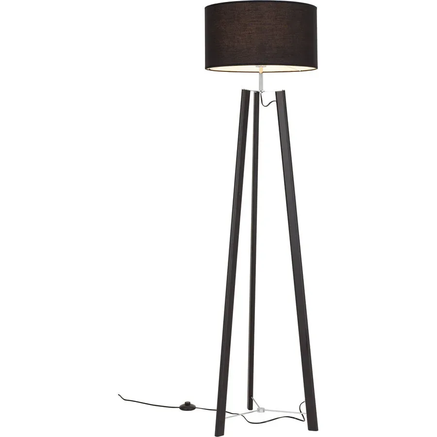 Stehlampe Sancho Schwarz Holz/Metall 45 cm 170 cm - Lichtfarbe: Extra warmweiss - Stehlampe