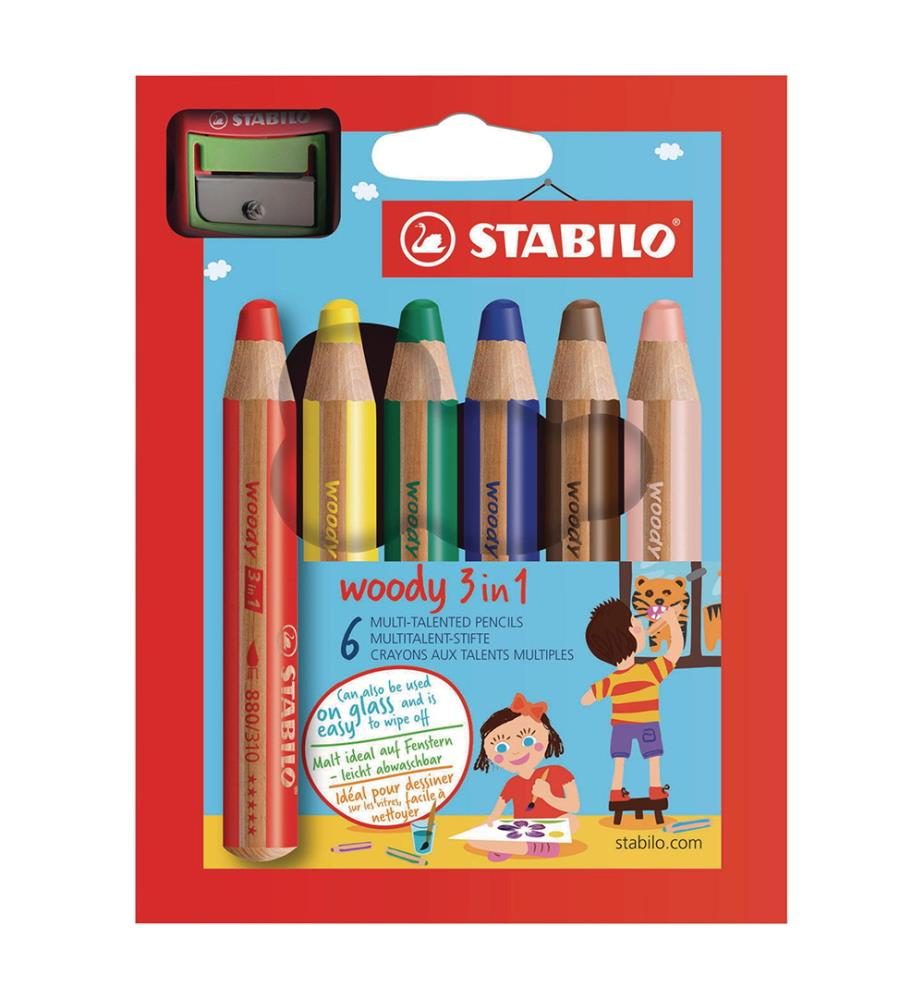 STABILO Woody 3in1 Farbstifte 6er Set