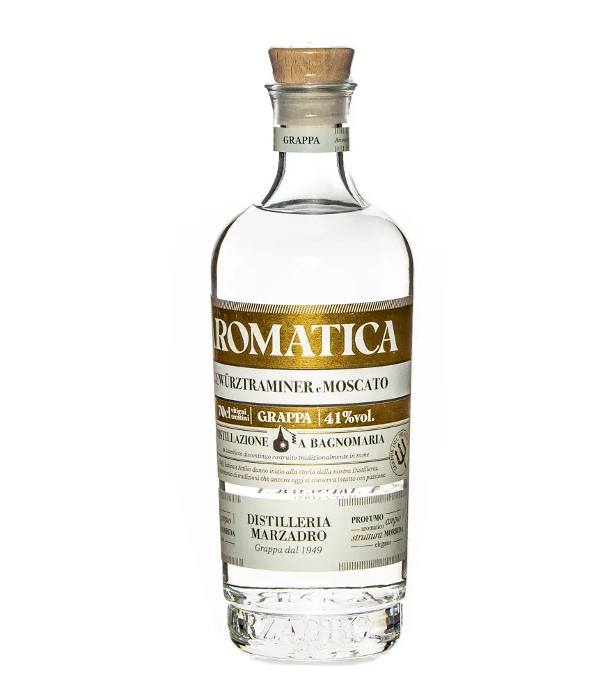 Marzadro Grappa Aromatica Gewürztraminer e Moscato / 41 % Vol. / 0,7 Liter-Flasche