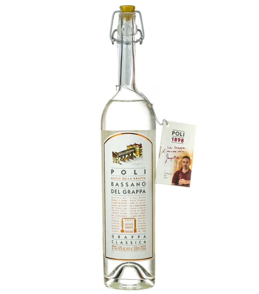 Poli Grappa Bassano Classica - klassisch-klarer Grappa / 40 % Vol. / 0,5 Liter-Flasche