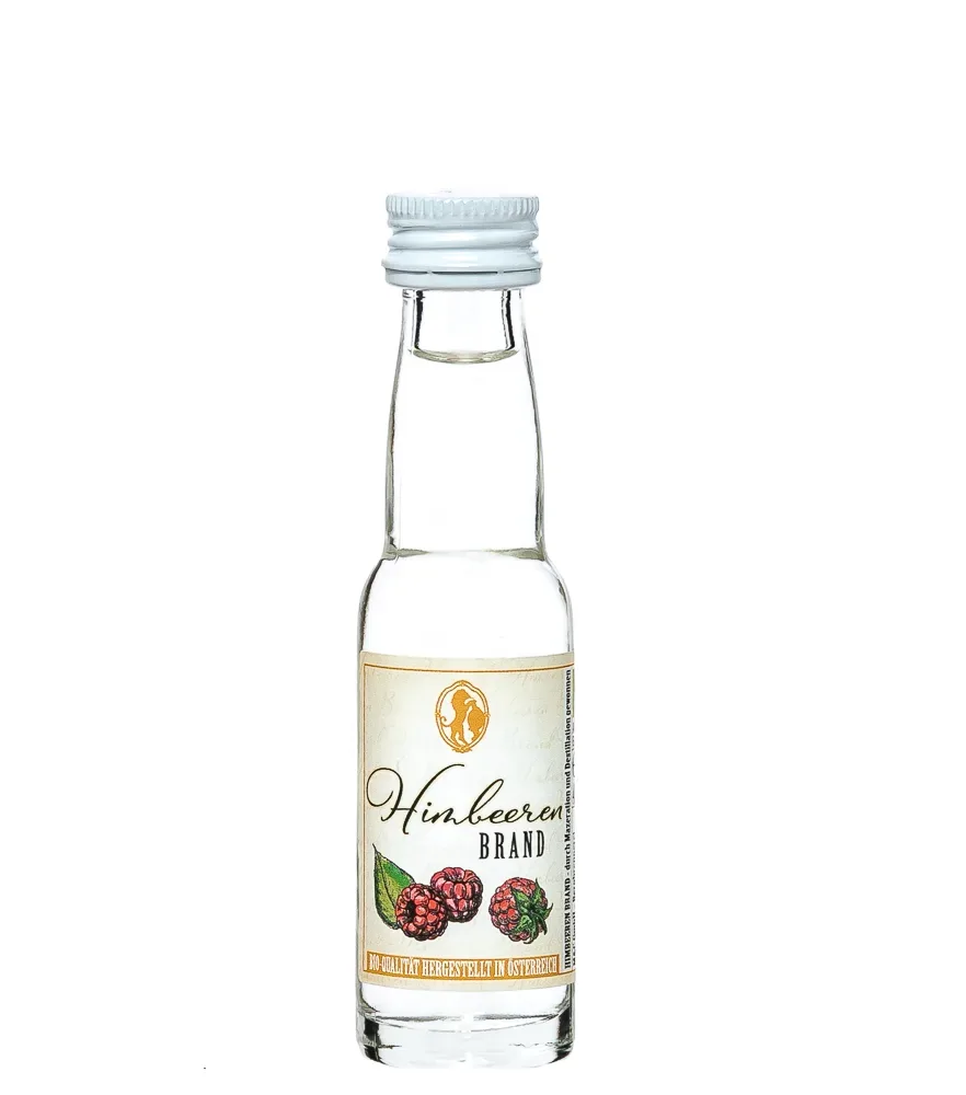 Löwen Himbeer Brand Bio durch Mazeration und Destillation gewonnen / 40 % vol / 0,02 Liter-Flasche