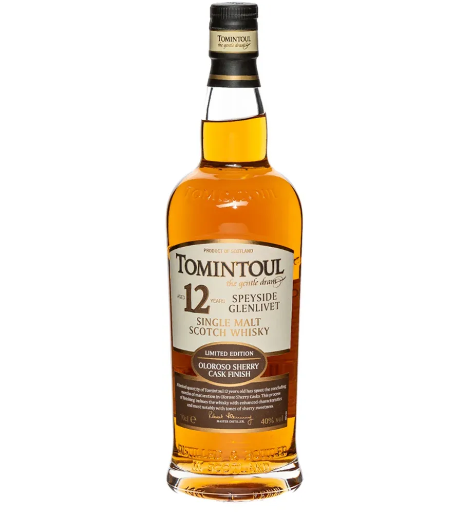 Tomintoul 12 Years Oloroso Sherry Cask Finish Speyside Glenlivet Single Malt Whisky / 40 % vol / 0,7 Liter in Geschenkdose