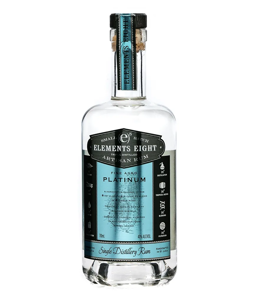 Elements Eight [e]8 Platinum Rum - Rum aus St. Lucia / 40 % Vol. / 0,7 Liter-Flasche