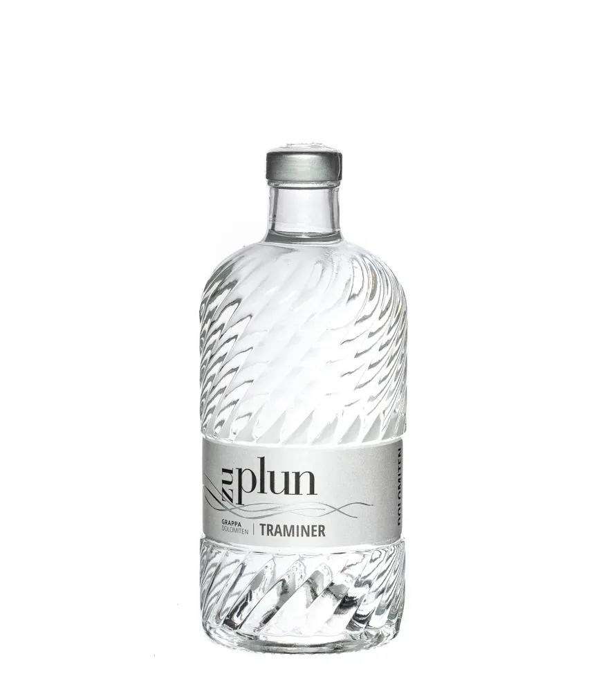 Zu Plun: Grappa Dolomites Traminer Fine Old Distillate / 45 % Vol. / 0,5 Liter-Flasche