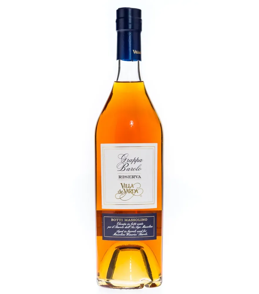 Villa de Varda Grappa Barolo Riserva Gran Cru / 40 % / 0,7 L Flasche in Kästchen aus Mahagoniholz