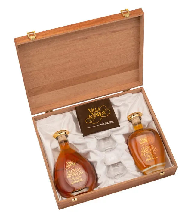 Villa de Varda Geschenkset Alta Selezione Duetto Albarel & Cortalta / 40 % Vol. / 2 x 0,7 l in Holzschatulle