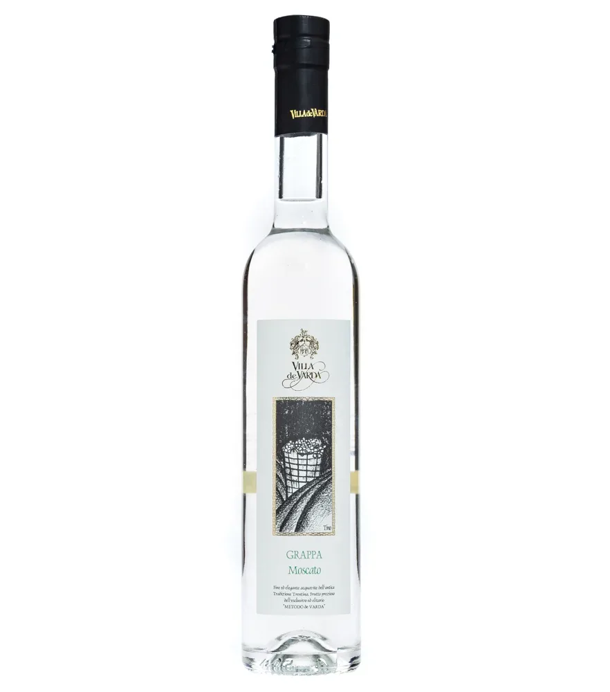 Villa de Varda Grappa Moscato Mezzolitro - Kristallklarer Grappa / 40 % Vol. / 0,5 Liter-Flasche