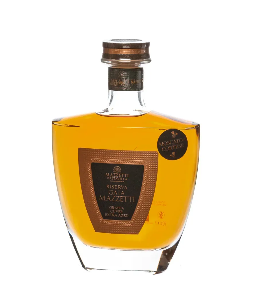 Mazzetti d’Altavilla Gaia Grappa Riserva Cuvée / 43 % Vol. / 0,7 Liter-Flasche in Holzkassette