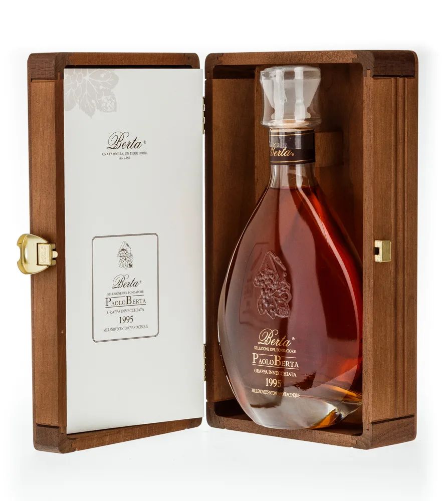Berta Paolo Berta Grappa Invecchiata / 43 % Vol. / 0,7 Liter-Flasche in Holzkiste