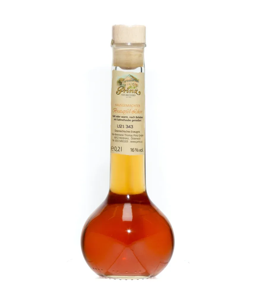 Prinz Bratapfel Likör in bauchiger Flasche / 16 % Vol. / 0,2 Liter-Flasche
