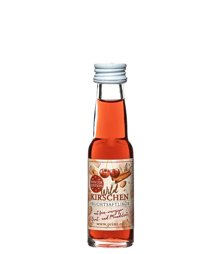 Prinz Wildkirschen-Likör Winter-Edition Miniatur / 16% vol / 0,02 Liter-Flasche