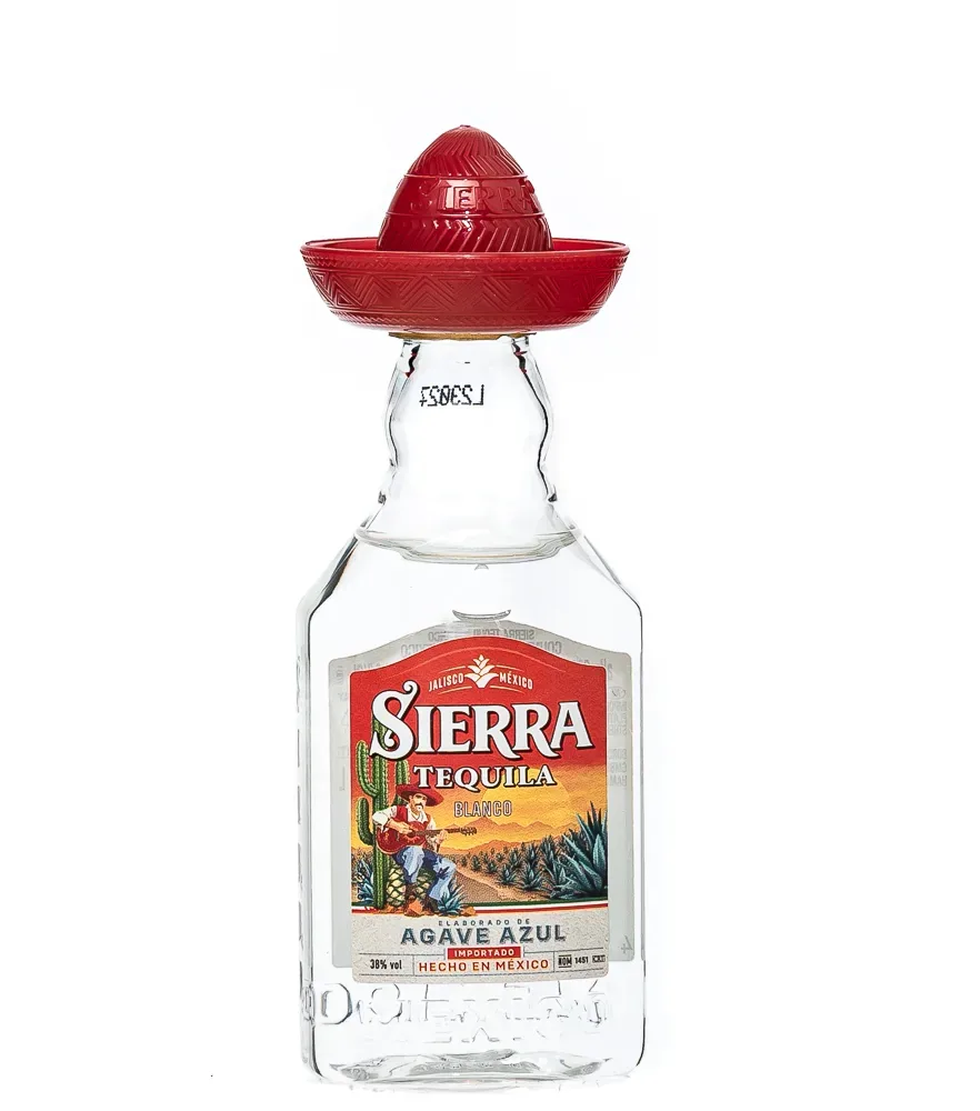 Sierra Tequila Blanco / 38 % Vol. / 0,05 Liter-PET-Flasche mit rotem Hut