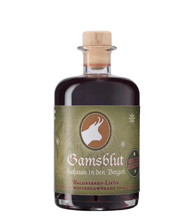 Prinz: Gamsblut Waldbeeren-Likör Winter Edition / 23 % Vol. / 0,5 Liter-Flasche