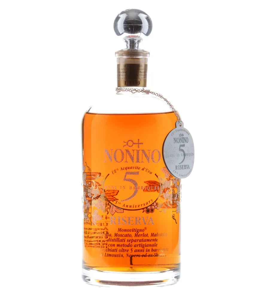 Nonino ÙE Acquavite d'Uva 5 Jahre Riserva / 43 % vol. / 0,7 Liter-Flasche in Geschenkfolie