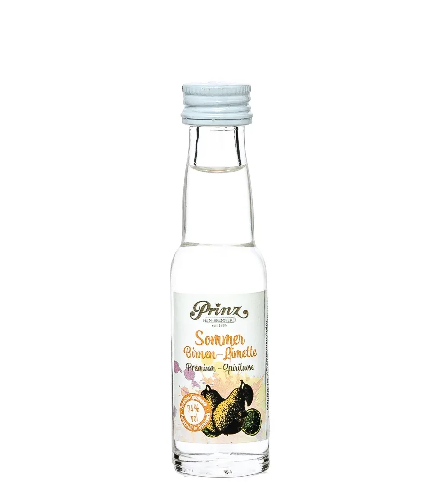 Prinz Sommer Birnen-Limette-Schnaps Mini / 34 % vol / 0,02 Liter-Flasche