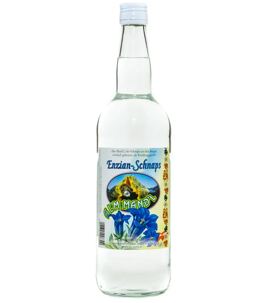Alm Mand’l Enzian Schnaps / 35 % Vol. / 1,0 Liter-Flasche