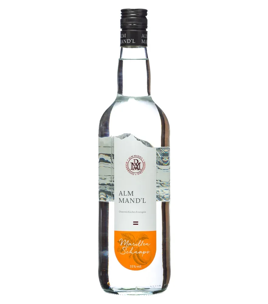 Alm Mand’l Marillen Schnaps / 35 % Vol. / 1,0 Liter-Flasche