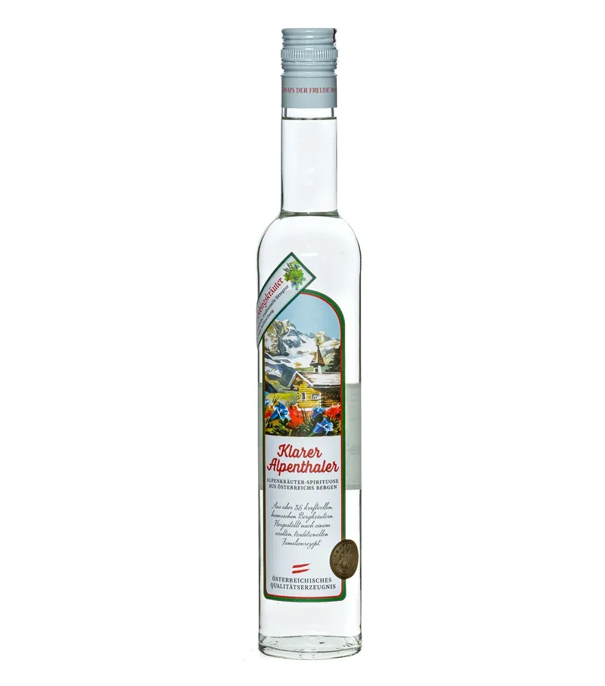 Prinz: Klarer Alpenthaler Kräuterschnaps / 38 % Vol. / 0,5 Liter-Flasche