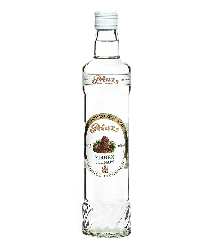 Prinz: Zirben Schnaps aus Zirbenzapfen / 40 % Vol. / 0,5 Liter-Flasche