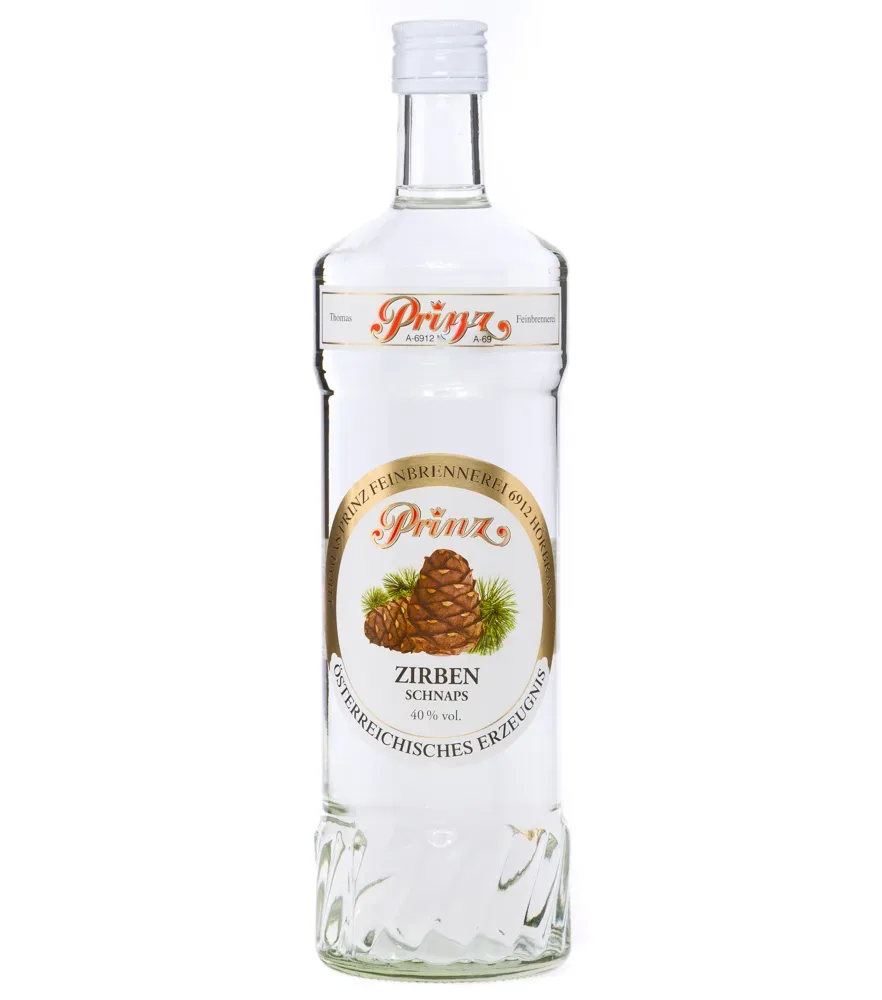 Prinz: Zirben Schnaps - Feiner Kräuterschnaps aus Zirbenzapfen / 40 % Vol. / 1,0 Liter-Flasche