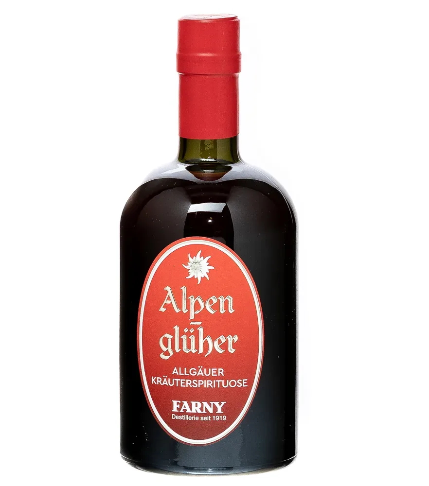 Farny Alpenglüher - Kräuterschnaps aus dem Allgäu / 32 % Vol. / 0,5 Liter-Flasche in Geschenkdose
