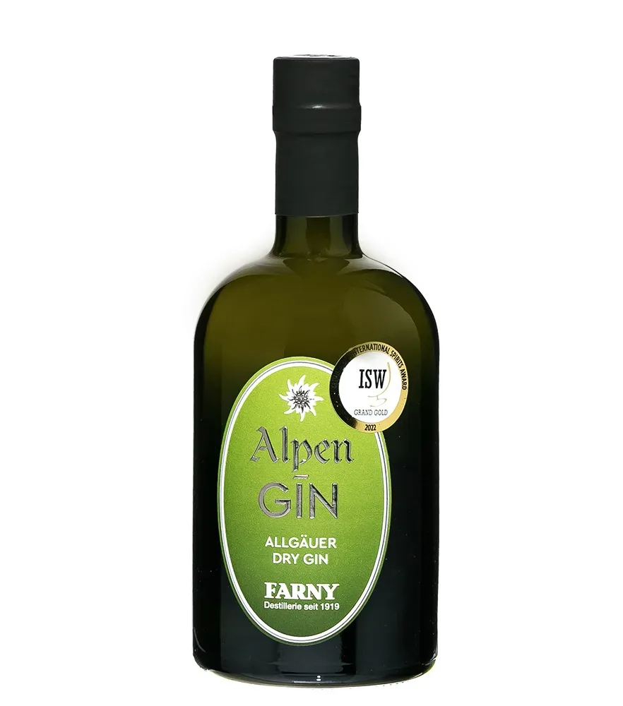 Farny: Alpen-Gin Allgäuer Dry Gin / 46 % Vol. / 0,5 Liter-Flasche in Geschenkdose
