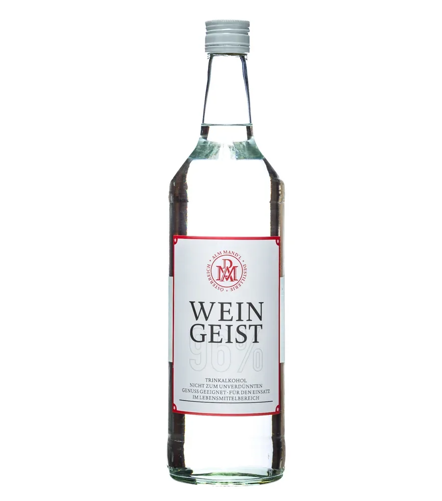 Alm Mand'l Weingeist reiner Alkohol / 96 % Vol. / 1,0 Liter-Flasche