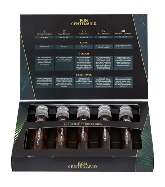 Ron Centenario Tasting Set Rum-Probierset / 40 % Vol. / 5 x 0,05 Liter in Geschenkbox