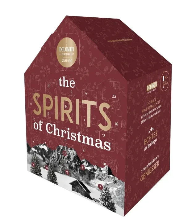 Dolomiti Adventskalender Schnaps & Likör 2025 / 16–42 % vol / 24 x 0,02 L + Schnapskelch
