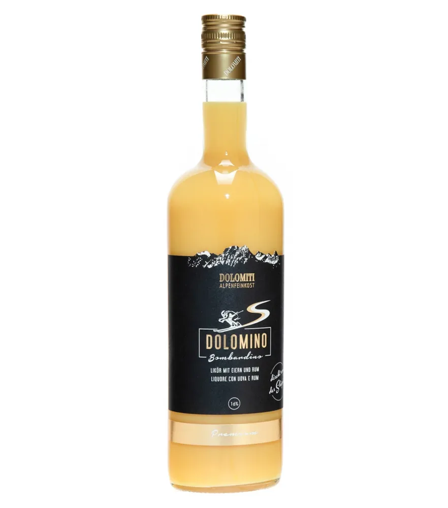 Dolomiti: Dolomino Bombardino Eierlikör mit Rum / 16 % Vol. / 1,0 Liter-Flasche