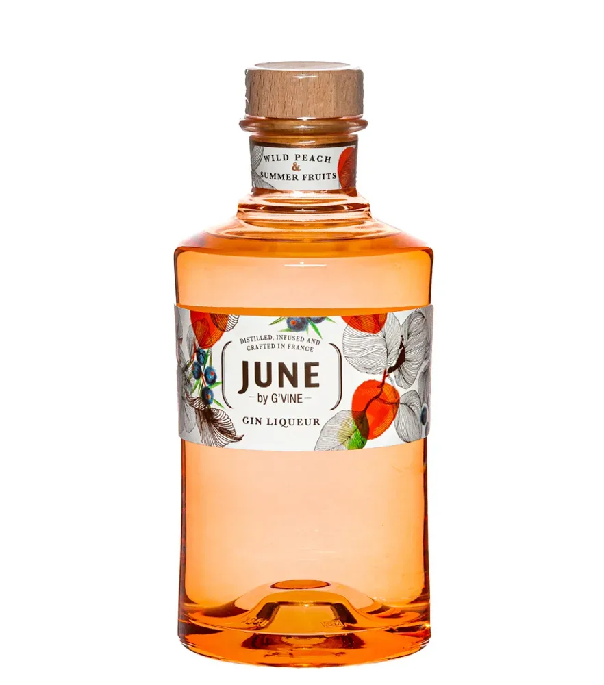June by G'Vine Wild Peach & Summer Fruits Liqueur mit Gin / 37,5 % Vol. / 0,7 Liter-Flasche