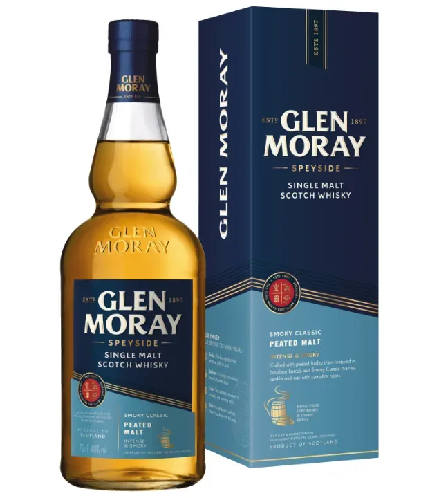 Glen Moray Peated Single Malt Speyside Scotch Whisky / 40 % vol / 0,7 Liter-Flasche in Geschenkbox