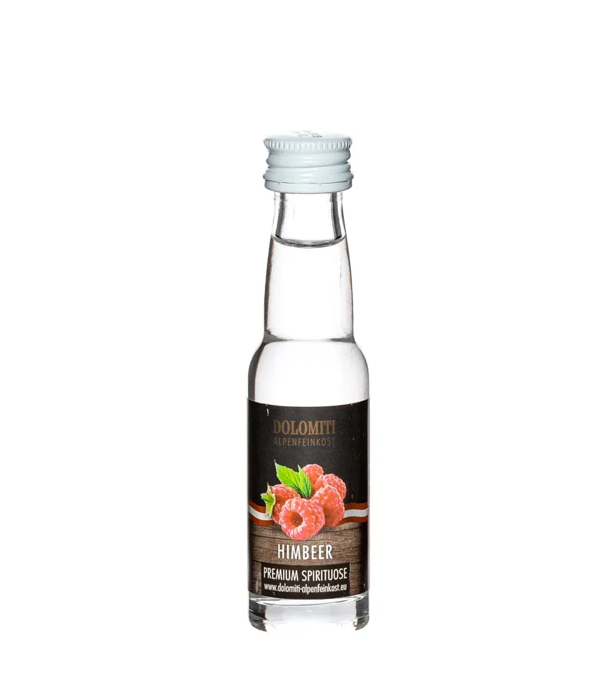 Dolomiti Himbeer Schnaps Premium Miniatur / 35 % Vol. / 0,02 Liter-Flasche