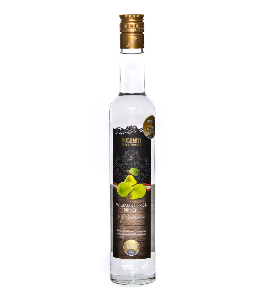 Dolomiti Williams-Christ-Birnen-Schnaps / 35 % Vol. / 0,5 Liter-Flasche
