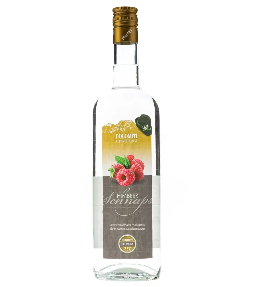 Dolomiti Himbeer Schnaps Premium /  35 % Vol. / 1,0 Liter-Flasche