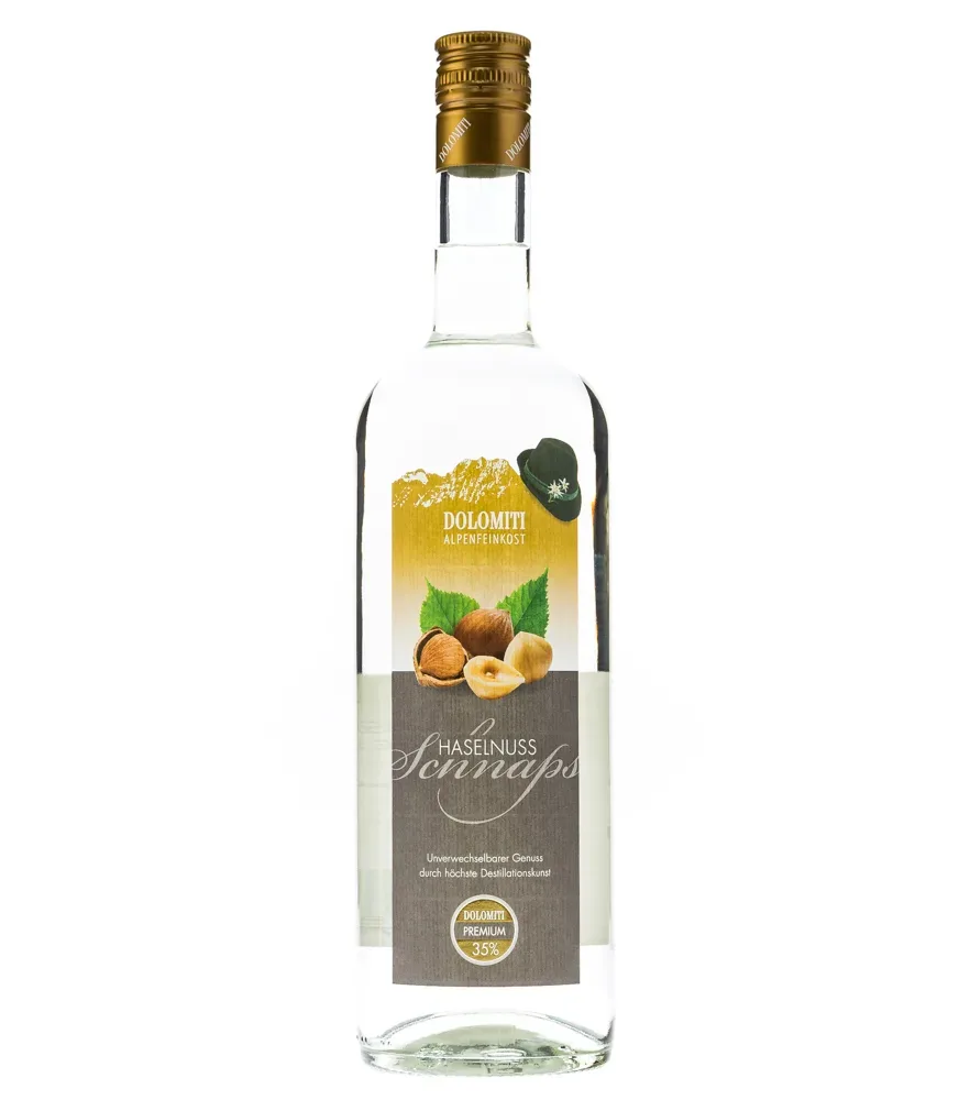 Dolomiti Haselnuss Schnaps / 35 % Vol. / 1,0 Liter-Flasche