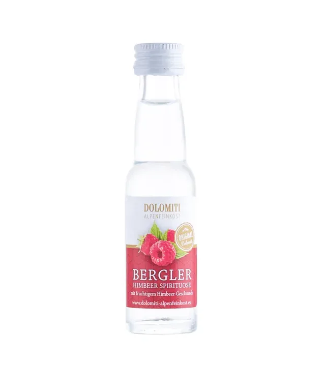 Dolomiti Bergler Himbeer Schnaps Mini / 38 % Vol. / 0,02 Liter-Flasche