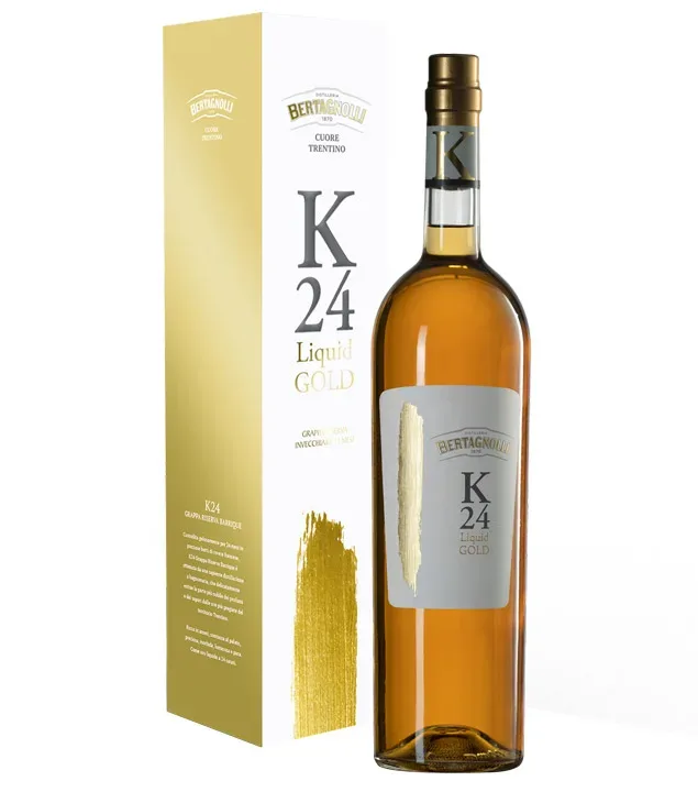 Bertagnolli K24 Liquid Gold Grappa Riserva / 42 % Vol. / 1,5 Liter-Flasche in Geschenkbox