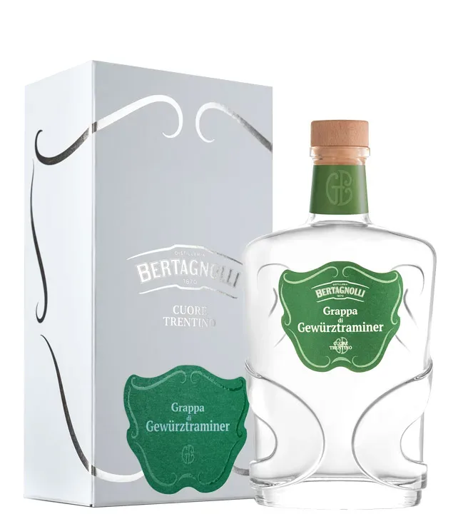 Bertagnolli Grappa di Gewürztraminer / 42 % Vol. / 0,7 Liter-Flasche in Geschenkbox
