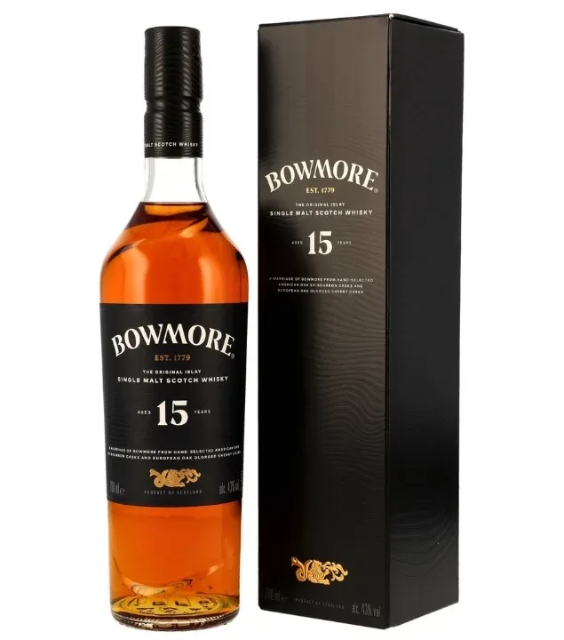 Bowmore 15 Jahre Islay Single Malt Scotch Whisky / 43 % Vol. / 0,7 Liter-Flasche in Geschenkkarton