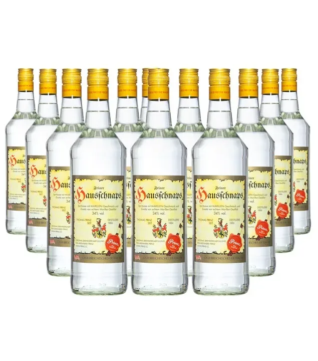 12 x Prinz: Hausschnaps mit Marille Kombi / 34 % Vol. / 12 x 1,0 Liter-Flasche