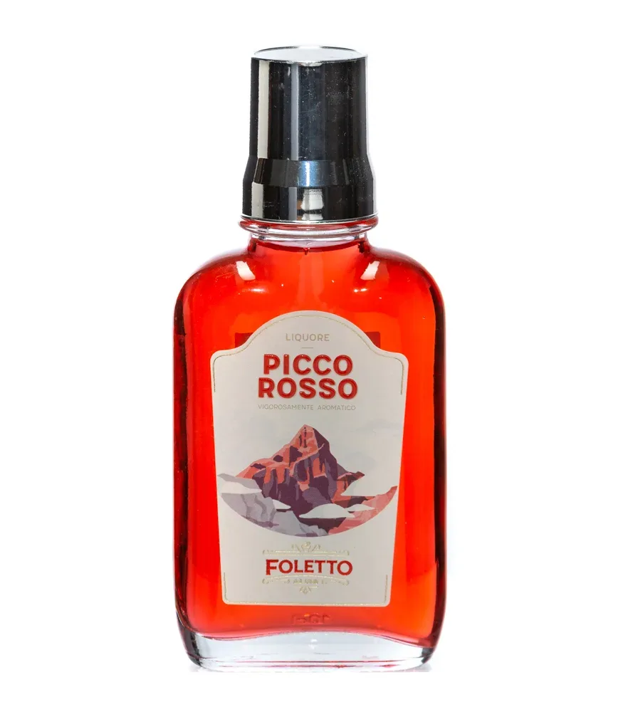 Foletto Picco Rosso Liquore mit Himbeeren und Erdbeeren / 61 % Vol. / 0,1 Liter-Flachmann