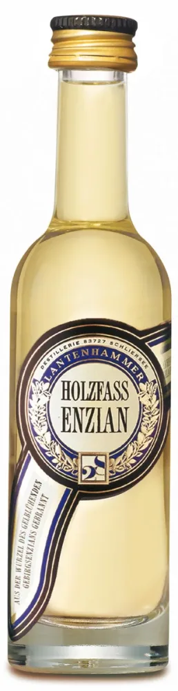 Lantenhammer: Holzfass Enzian 40% Vol. / 0,05-Liter-Flasche