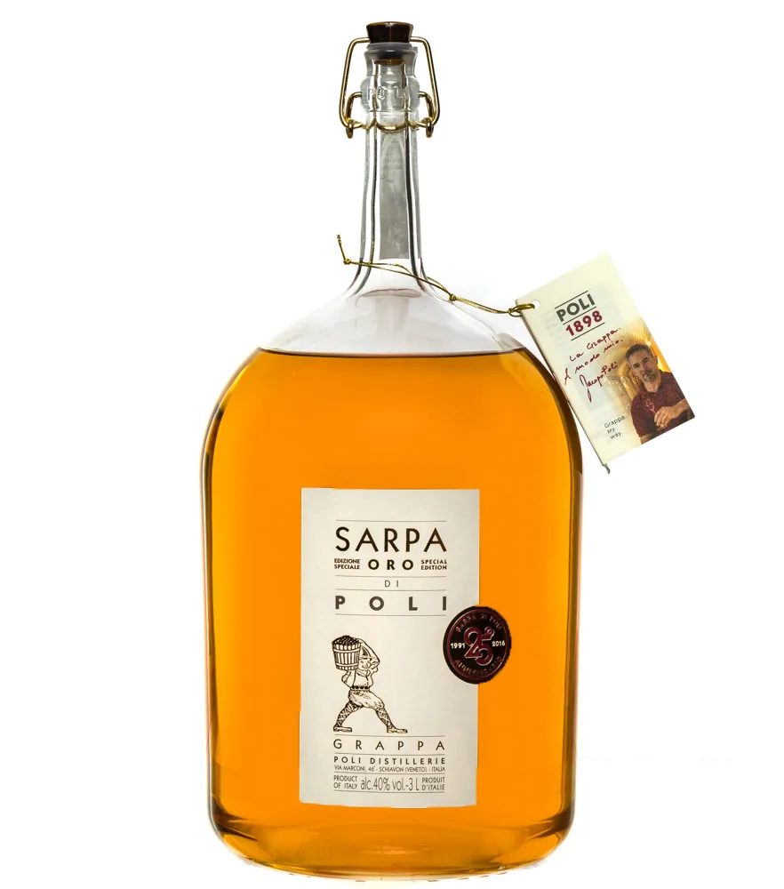 Poli Grappa Sarpa Oro di Poli Big Mama / 40 % Vol. / 3,0 Liter-Flasche in Geschenkdose
