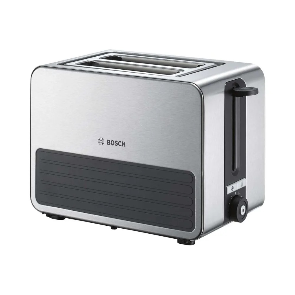 Bosch Haushalt TAT7S25 Toaster mit eingebautem Brötchenaufsatz Edelstahl, Schwarz