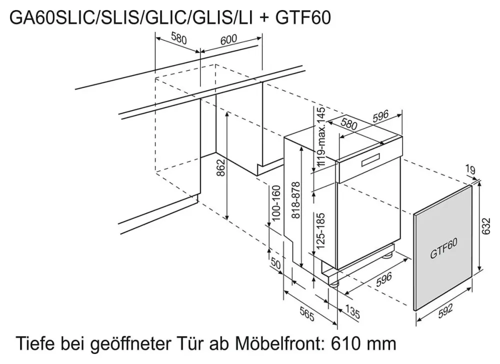 Electrolux T-FRONT(GTF60-5/6)Sw Dekorfront Geschirrspüler – schwarz