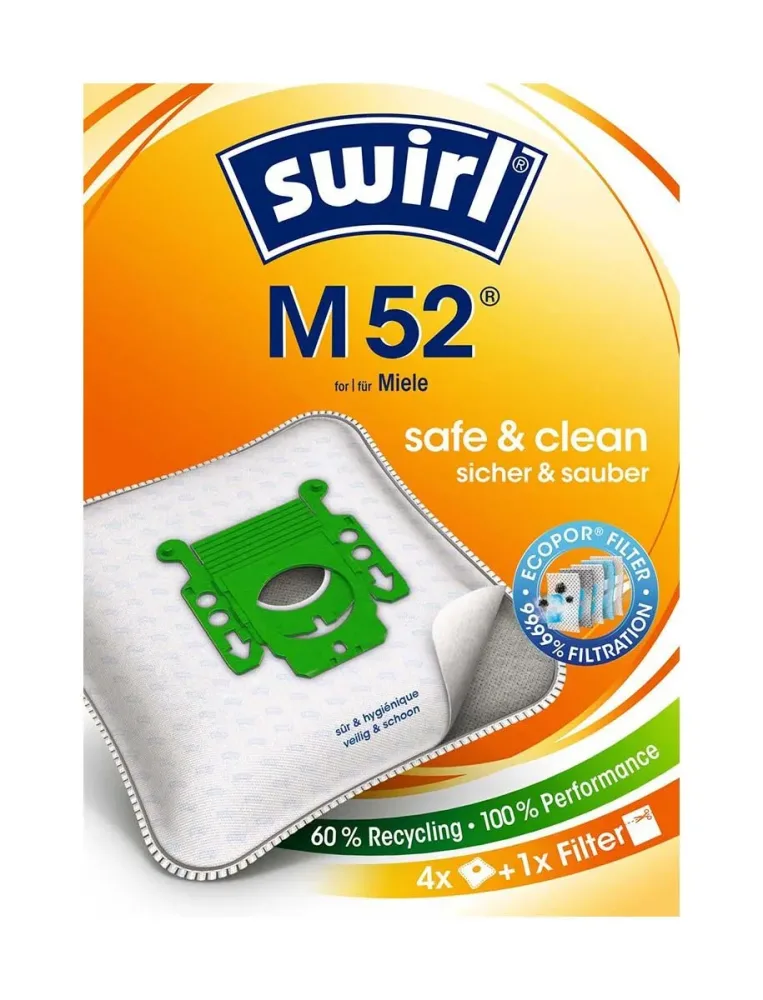 Swirl Staubfilterbeutel M52 Weiß 4 Stück