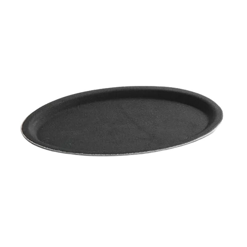 Hendi Serviertablett rutschfest, oval 16x23cm – Diverse Gastro Küchenutensilien – schwarz